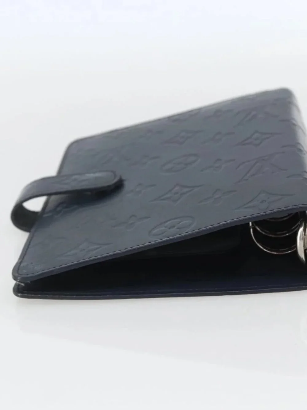 LOUIS VUITTON Monogram Mat Agenda MM Day Planner Cover Navy LV Auth 164300